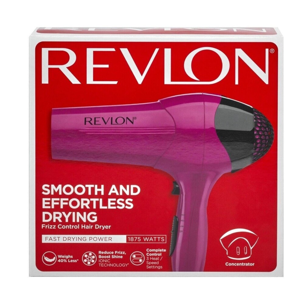 Revlon RV474 Ionic Hair Dryer Smooth & Effortless Drying 1875 Watts Pink